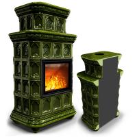 КимрПечь Керамическая печь Истра пристенный двухъярусный Хвоя (комплектация: Облицовка для топки МЛ 700)