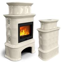 КимрПечь Прованс с дровником центральный двухъярусный Ваниль (топка: Ладья-600)