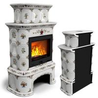 КимрПечь Прованс с дровником пристенный двухъярусный Руан (топка: Ладья-600)