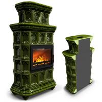 КимрПечь Керамическая печь Истра пристенный двухъярусный Хвоя (комплектация: Облицовка для топок Ладья-700, Erik-700)