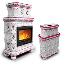 КимрПечь Изразцовый камин Медальон центральный двухъярусный Сакура (топка: Ладья-600) (топка: Ладья-600)