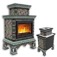 КимрПечь Изразцовая печь Кострома пристенный двухъярусный Апрель (топка: Ладья-700) (топка: Ладья-700)