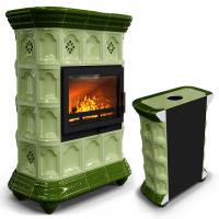 КимрПечь Истра пристенный Олива (комплектация: Облицовка для топок Ладья-600, Antek)