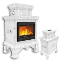 КимрПечь Изразцовая печь Кострома центральный двухъярусный Белый (топка: Ладья-600) (топка: Ладья-600)