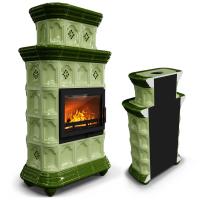 КимрПечь Керамическая печь Истра пристенный двухъярусный Олива (комплектация: Ладья-600)