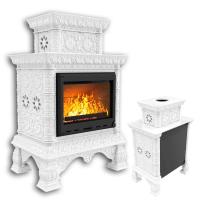 КимрПечь Изразцовая печь Кострома пристенный двухъярусный Белый (топка: Ладья-600) (топка: Ладья-600)