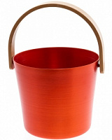 Ведро Rento алюминиевое с бамбуковой ручкой (цвет огненно красный)