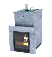Печь для бани ИзиСтим Сочи в полноценном кожухе Талькохлорит с открытым верхом
