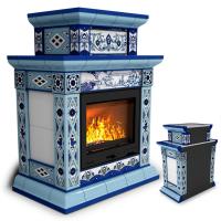 КимрПечь Билибин пристенный двухъярусный Зима. Керамическая печь (топка: Ладья-600) (топка: Ладья-600)