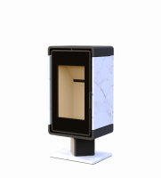 Печь-камин Астов Куб ПК 4581 с каменными панелями на низкой ноге