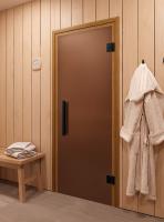 Дверь DoorWood стеклянная для сауны и бани "Фаворит BLACK бронза матовая"