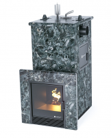 Печь для бани ИзиСтим Сочи М2 в полноценном кожухе Пироксенит с боковым подключением