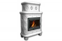 Камин КимрПечь Медальон пристенный двухярусный Белая