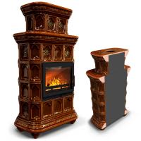 КимрПечь Керамическая печь Истра пристенный двухъярусный Каштан (комплектация: Ладья-600)