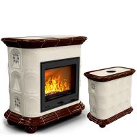 КимрПечь Прованс центральный Шоколад. Камин для дома на дровах (топка: Ладья-700) (топка: Ладья-700)