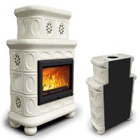 КимрПечь Изразцовый камин Медальон пристенный двухъярусный Ваниль (топка: Ладья-600) (топка: Ладья-600)