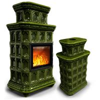 КимрПечь Печь дровяная с изразцами Истра центральный двухъярусный Хвоя (комплектация: Астов-МЛ700)