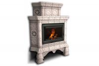 Камин КимрПечь Кострома угловой двухъярусный Белый