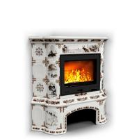 КимрПечь Прованс с дровником угловой Зима в лесу (топка: Ладья-600)