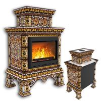 КимрПечь Изразцовая печь Кострома пристенный двухъярусный Октябрь (топка: Ладья-600) (топка: Ладья-600)