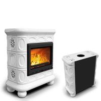 КимрПечь Медальон пристенный Белый. Отопительная печь (топка: Ладья-700) (топка: Ладья-700)