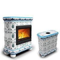 КимрПечь Изразцовый камин Медальон центральный Незабудки (топка: Ладья-700) (топка: Ладья-700)