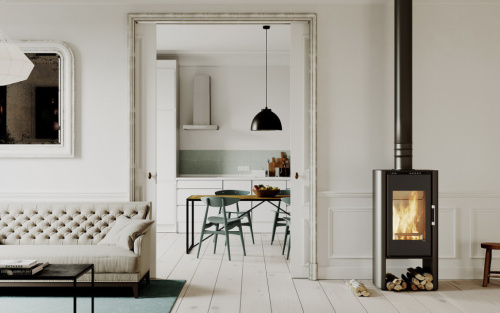 Печь-камин DEFRO HOME SOLUM LOG, 9кВт белая сталь