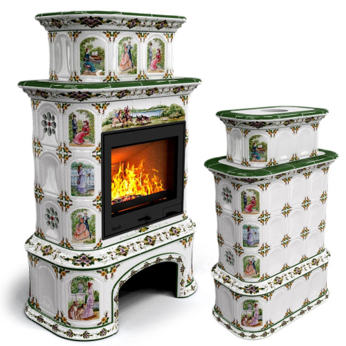 КимрПечь Прованс с дровником центральный двухъярусный Усадьба (топка: Ладья-600)