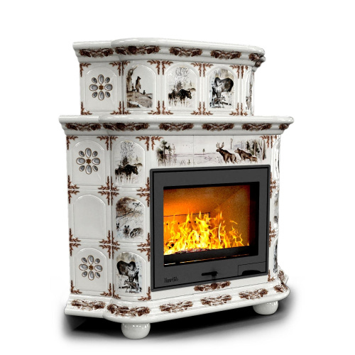 КимрПечь Прованс угловой двухъярусный Зима в лесу (топка: Ладья-600)