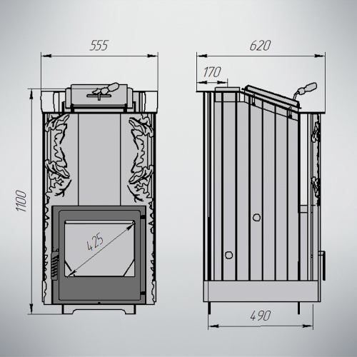 Печь для бани Варвара Терма Каменка укороченная глухая дверка