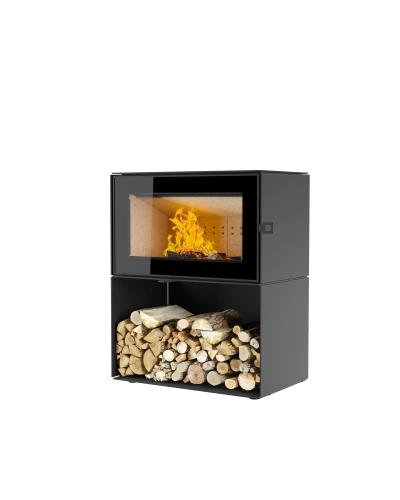 Печь-камин АСТОВ ASTOV КУБ 800 на дровнике