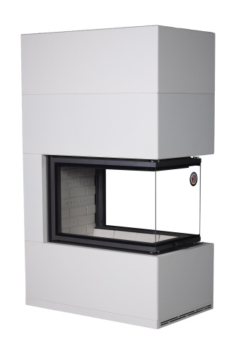 Камин РОДОС  900 СЛОНОВАЯ КОСТЬ, шамот белый, шамот черный Экокамин