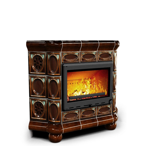 КимрПечь Медальон угловой Каштан. Печь для дачи (топка: Ладья-600)