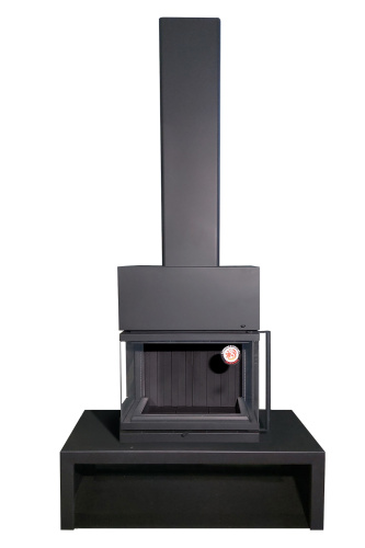 Камин МАДРИД на дровнике Гигант центральный черный шамот подовый
