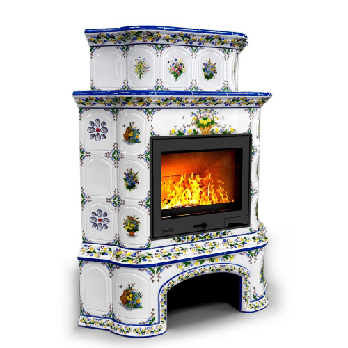 КимрПечь Прованс с дровником угловой двухъярусный Луг (топка: Ладья-700)